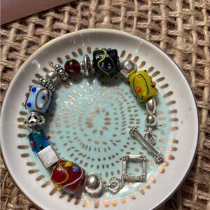 Rare, Hard to find Silpada Colored Glass Beaded Bracelet w/toggle clasp